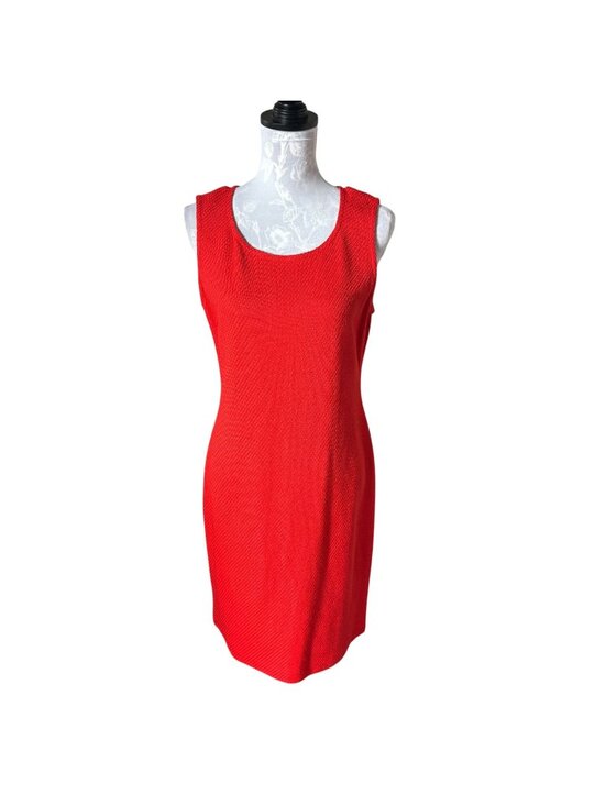 St. John Dresses & Skirts - ST JOHN Knit Wool Dress Womens Red Orange Sleeveless Sheath Size 8